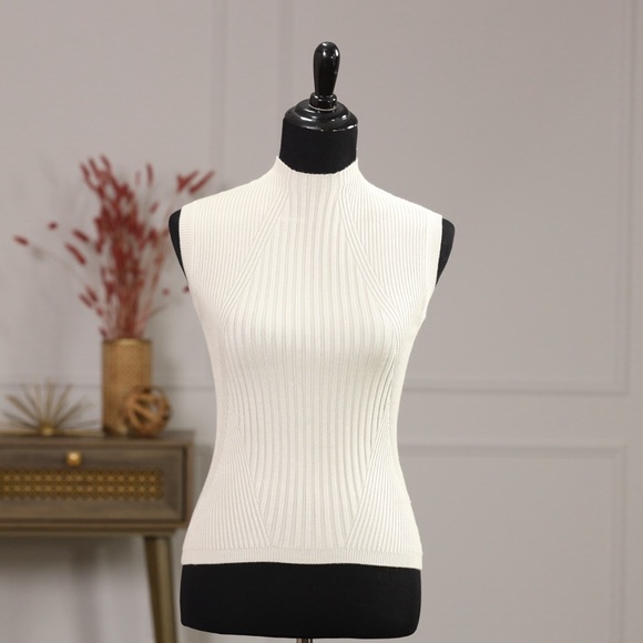 Philosophy Tops - Philosophy Beige Ribbed Knit Top NWT